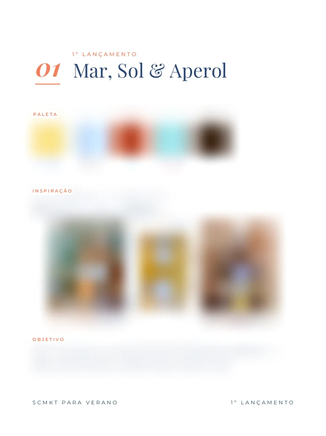 Cinco cápsulas, um verão inteiro: página 3 do planejamento, Cápsula 01 · Mar, Sol & Aperol
